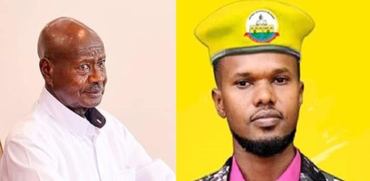 President Yoweri Museveni and Ashburg Katto. The social media blogger says he is yet to receive the cows the head of state donated to him.