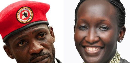 Bobi Wine and UCC executive director Irene Kaggwa.