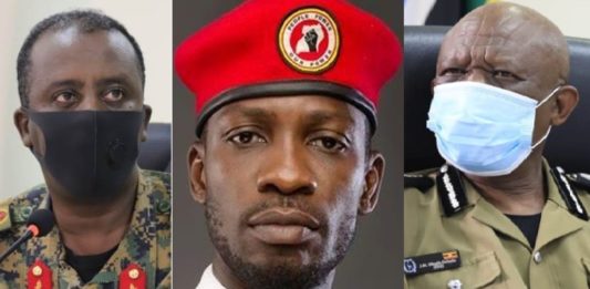 CDF Gen David Muhoozi, Bobi Wine and IGP Martins Okoth Ochola