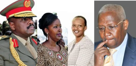 First son Lt Gen Muhoozi Kainerugaba, his wife, Charlotte Kainerugaba, her sister Ishta Muganga and father Sam Kutesa.