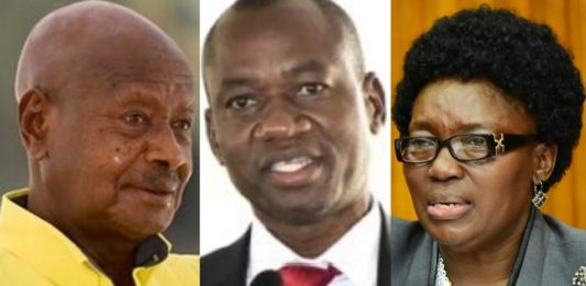 Museveni, Henry Maurice Kibalya and Kadaga. Pro-Kadaga MPs vow to defy NRM CEC if it chooses Oulanyah, insist Museveni must reward Kadaga for removing age limit
