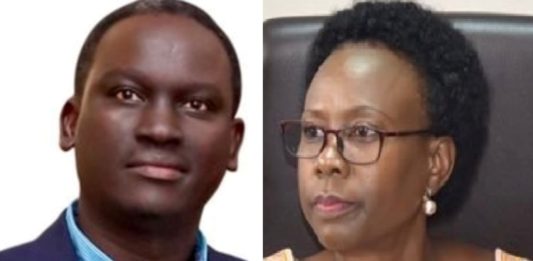 NBS CEO Kin Kariisa and Health Minister Dr Jane Ruth Aceng