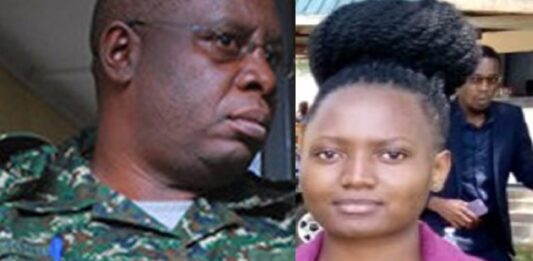 ISO deputy director general Lt Col Emmy Katabazi and Makerere fresh graduate Annah Ashaba, writer of 'I want to be Museveni's side chic' poem