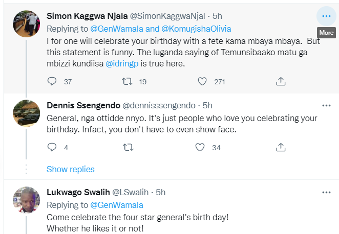 DON'T BE A COWARD, WE'LL CELEBRATE YOUR BIRTHDAY BY FORCE: Ugandans Tell Gen Katumba Wamala after He Dismissed Plans for Muhoozi-Like Birthday Party, 2026 Presidential Ambitions